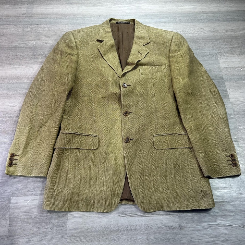 Ermenegildo Zegna Blazer Mens 48 Brown Linen‎ Soft Sport Coat Jacket Switzerland